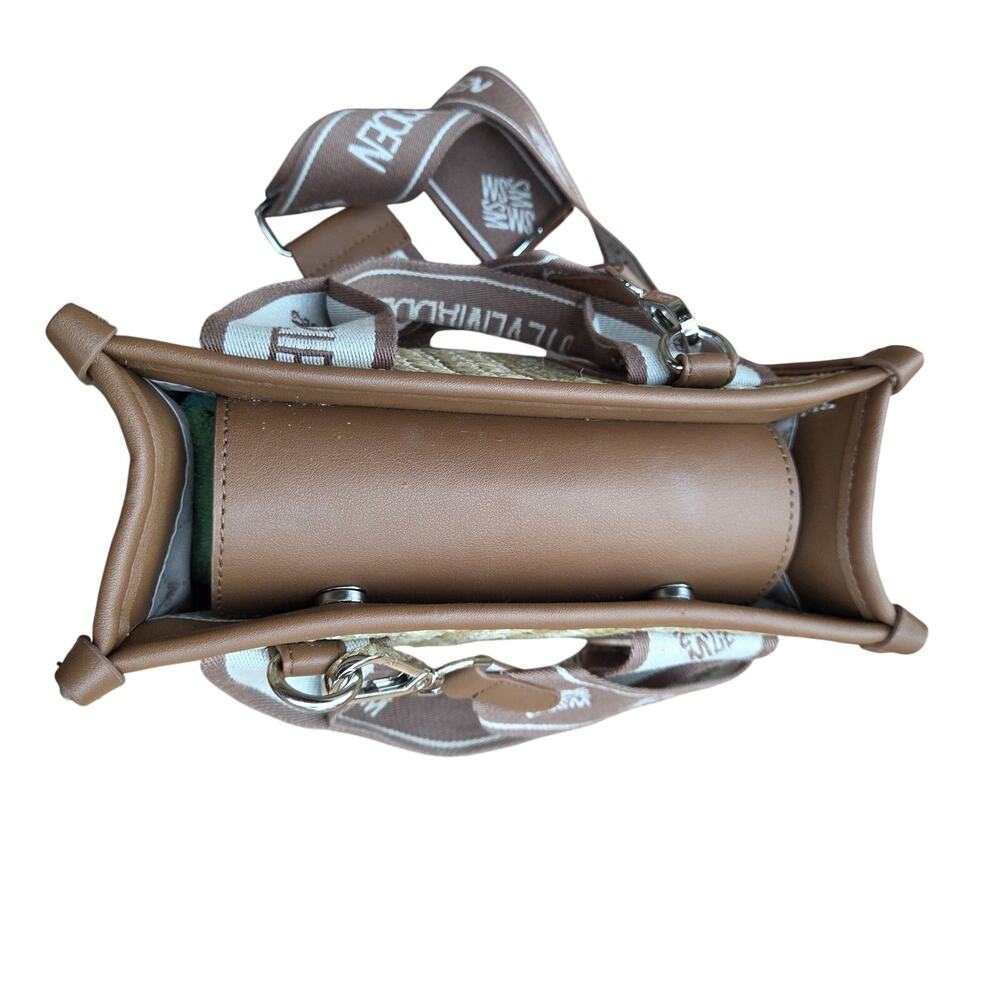 Steve Madden Straw Satchel Crossbody Neutral Woven Mini Bag Resort Chic - Picture 9 of 15